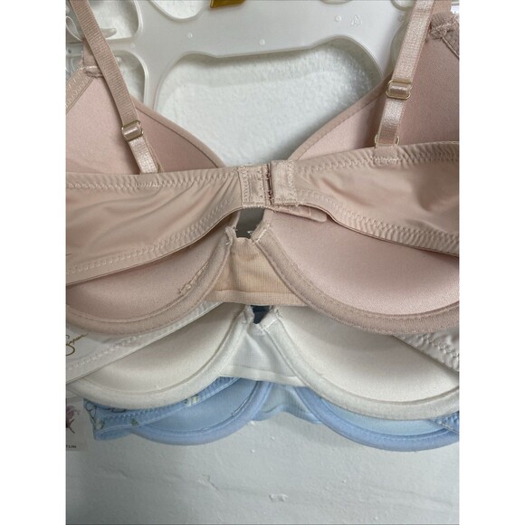 Jessica Simpson Push Up Bra Size 34C 3 Pack Lace Soft Underware Pink Beige Blue - Picture 6 of 11